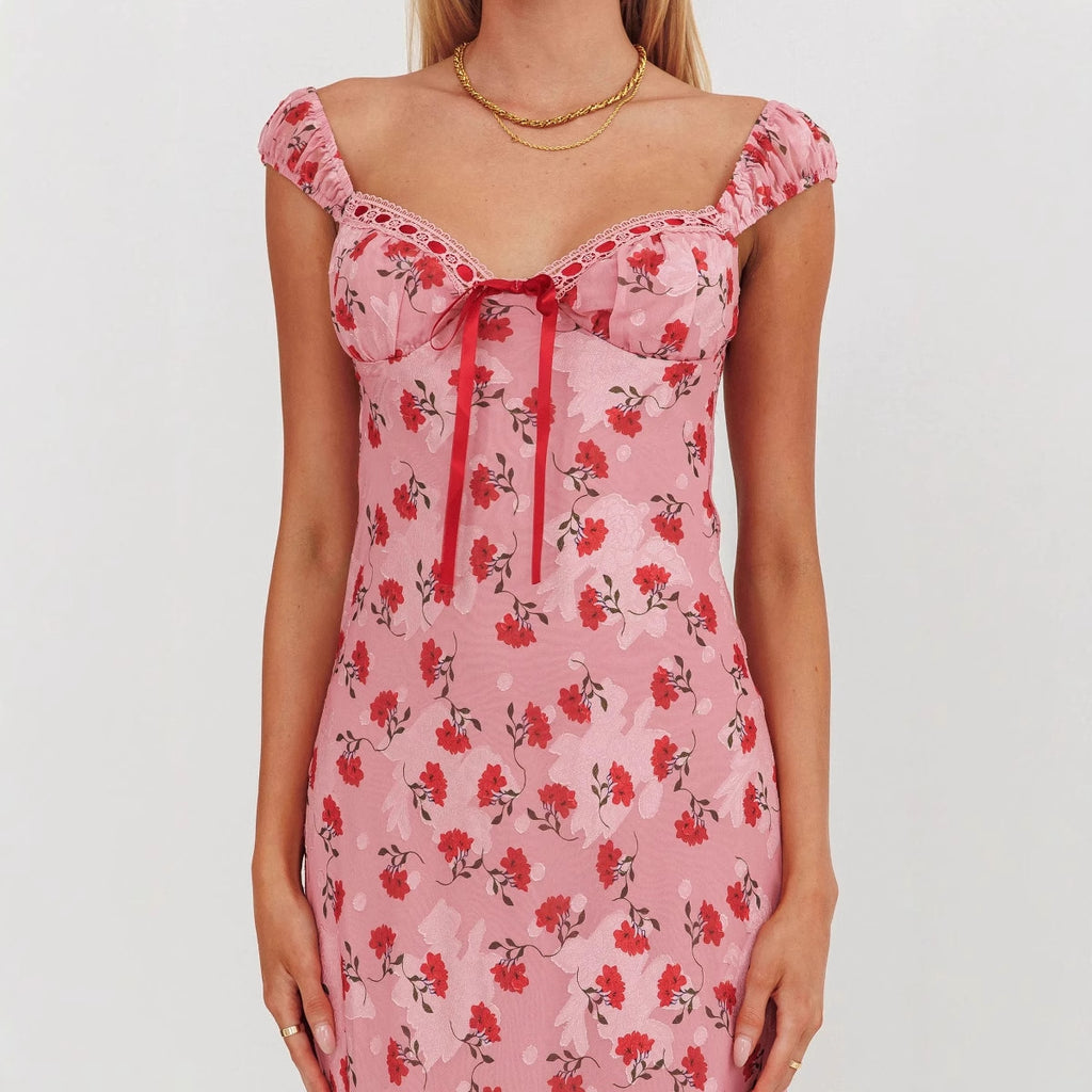 eudora Floral print maxi dress in pink