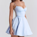 elvira puffy mini dress in blue