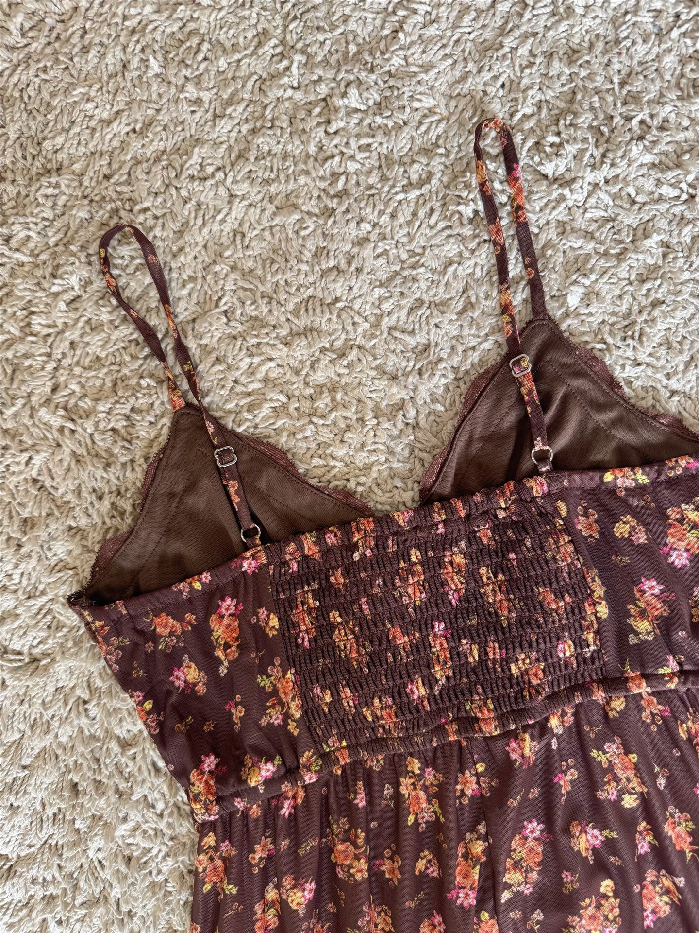 floral lace patchwork mesh camisole dress
