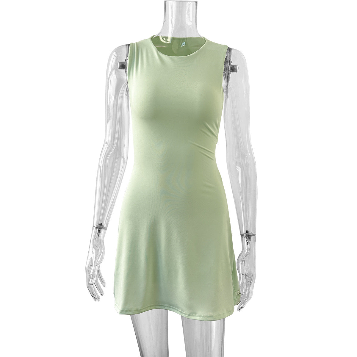 green Lace-up cutout backless mini dress