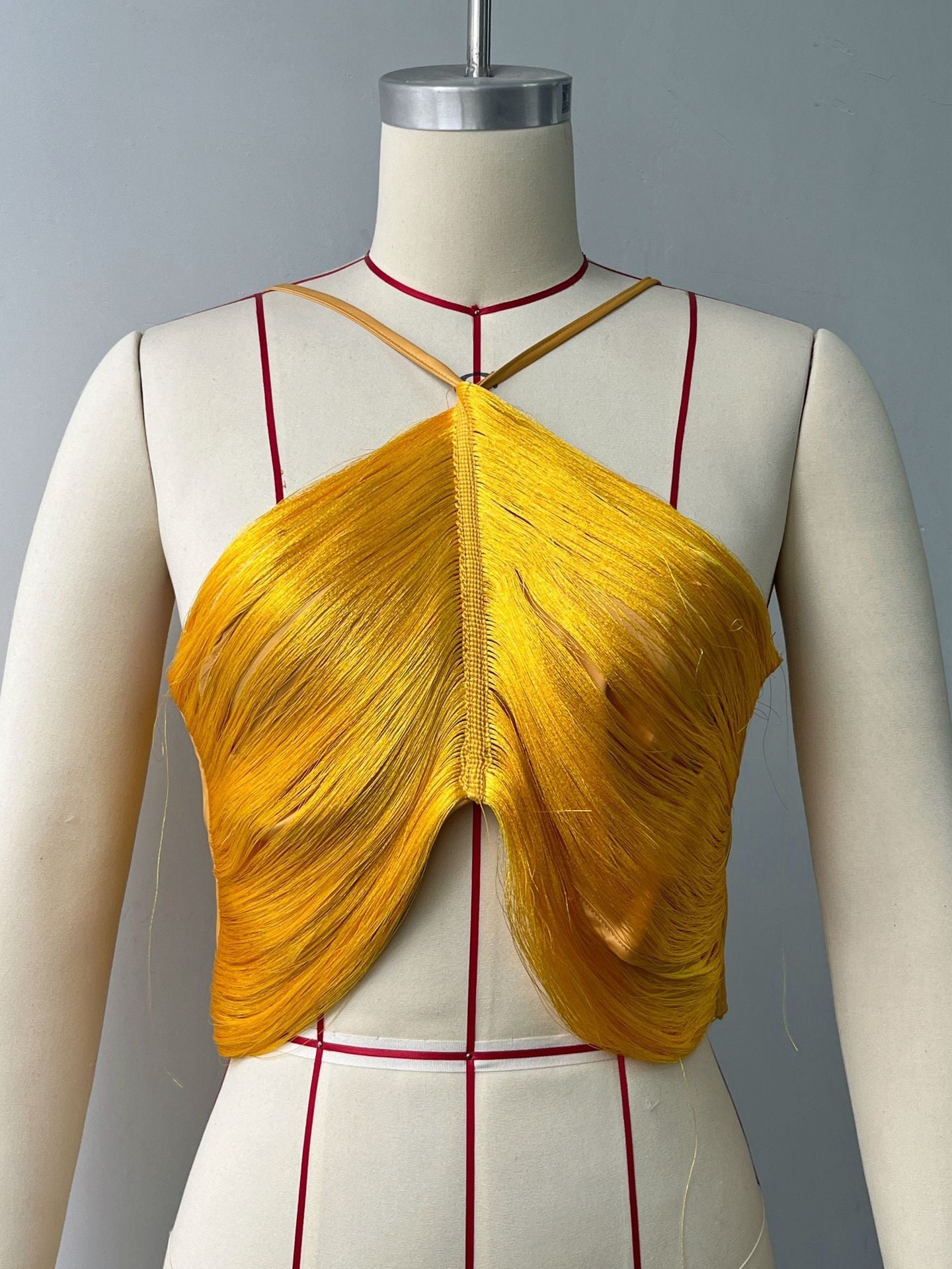 off shoulder camisole vest irregular fringed halterneck top