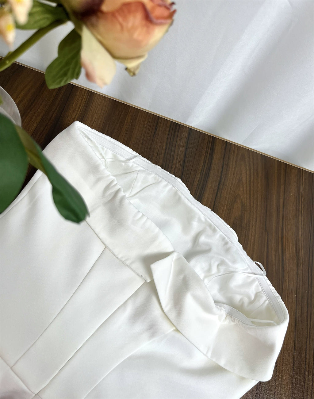 white bandeau pocket mini dress