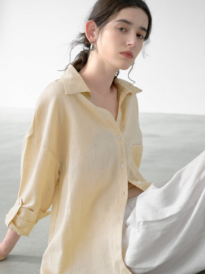 Lightweight linen long-sleeved shirt for summer
