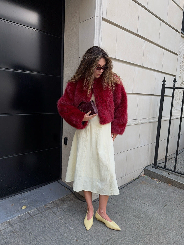 Faux fur loose short jacket