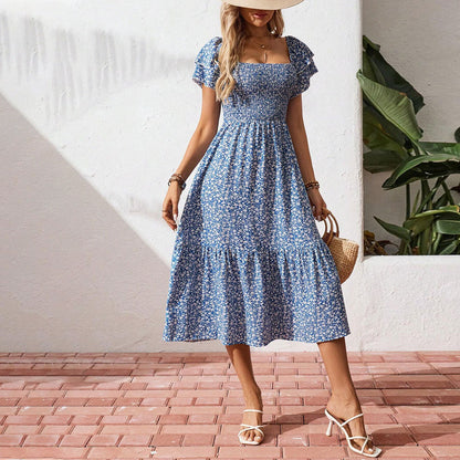 crystal blue Floral maxi dress