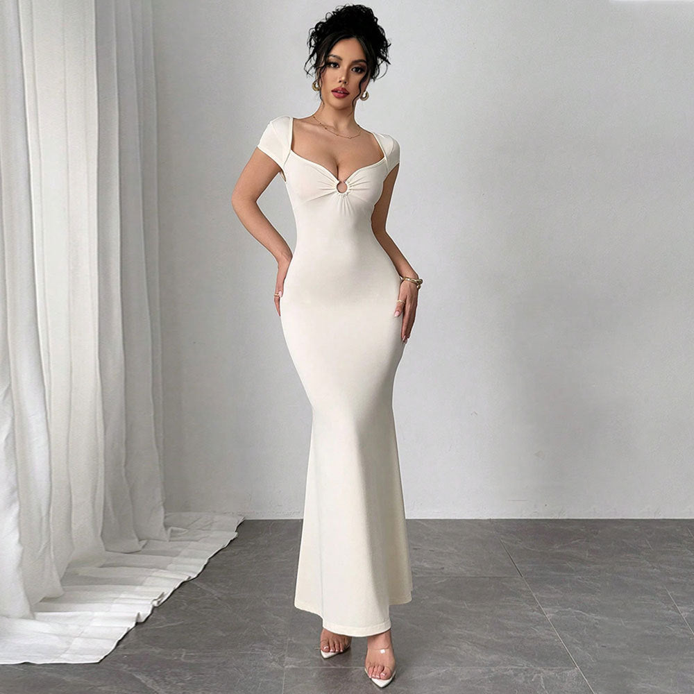 arlene white V-neck maxi dress