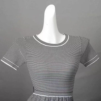 crew neck striped  knitted dress