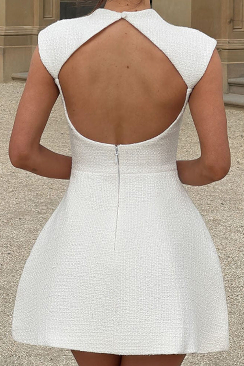 white  strapless backless A-line mini dress