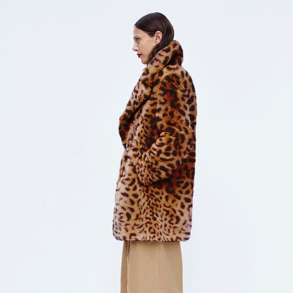 mid-length otter rabbit fur plush jacket