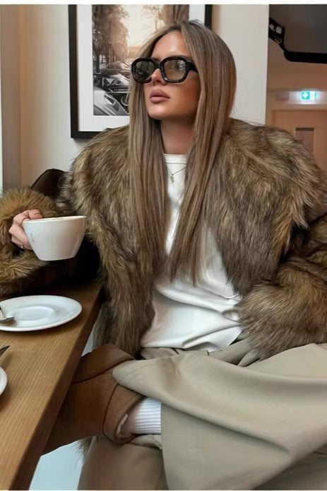 lapel imitation fur jackets