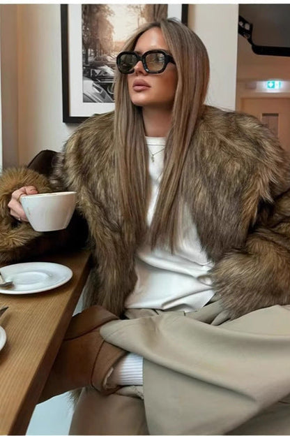 lapel imitation fur jackets