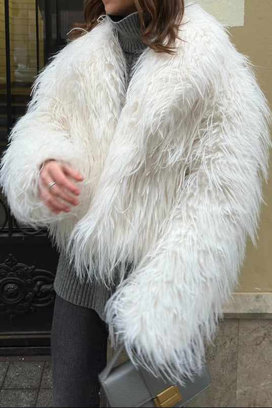 michaelia fur lapel jacket in white