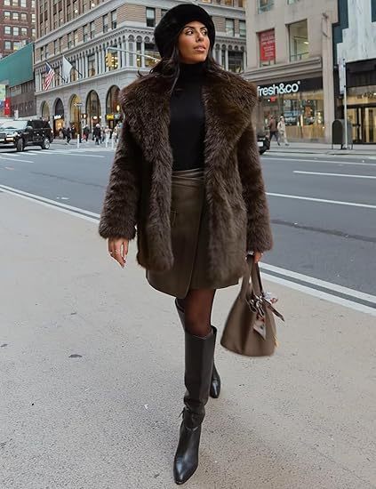 Lily Faux Fur Fur Jacket Mid-length Warm Coat