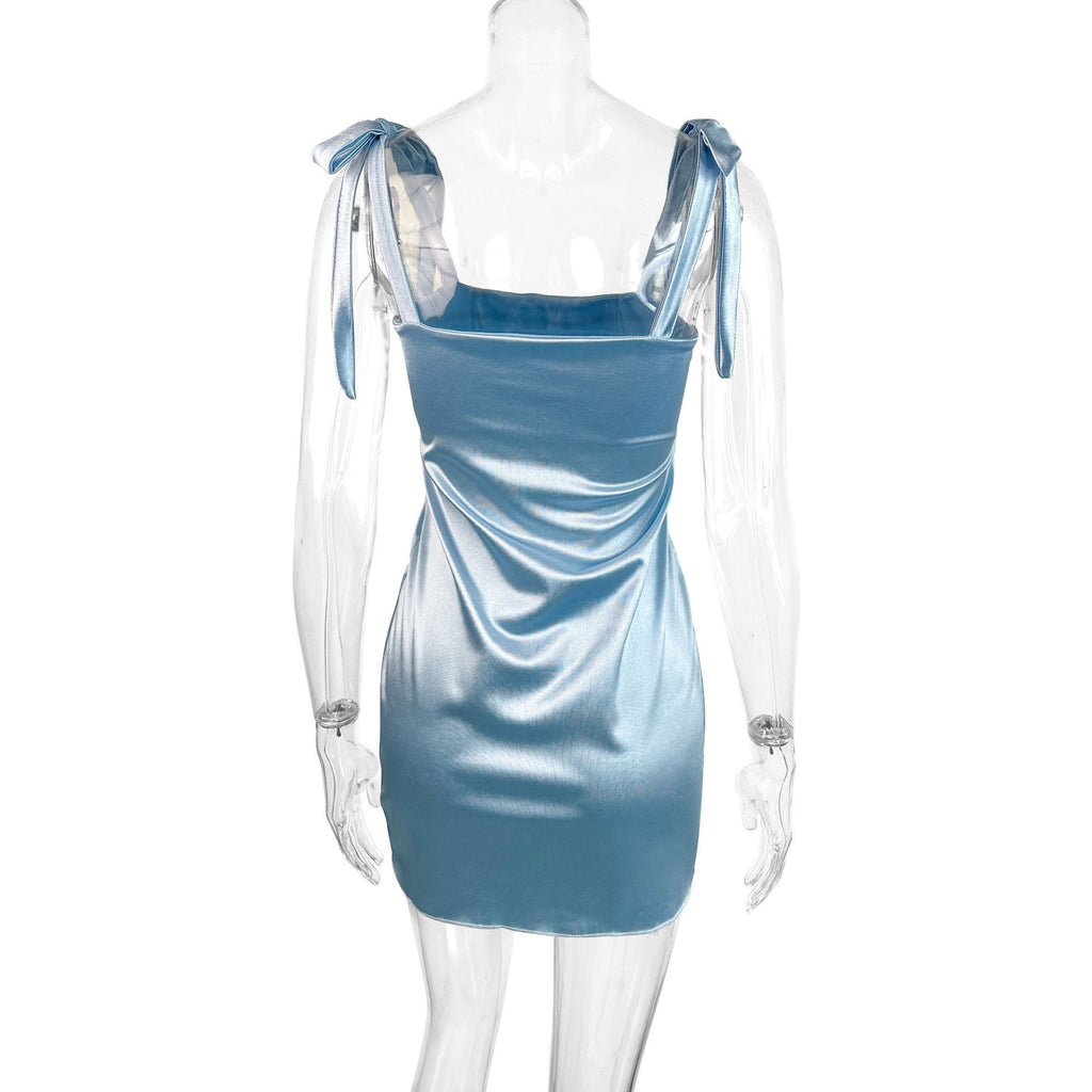 Sleeveless square neck tie-waist bodycon dress