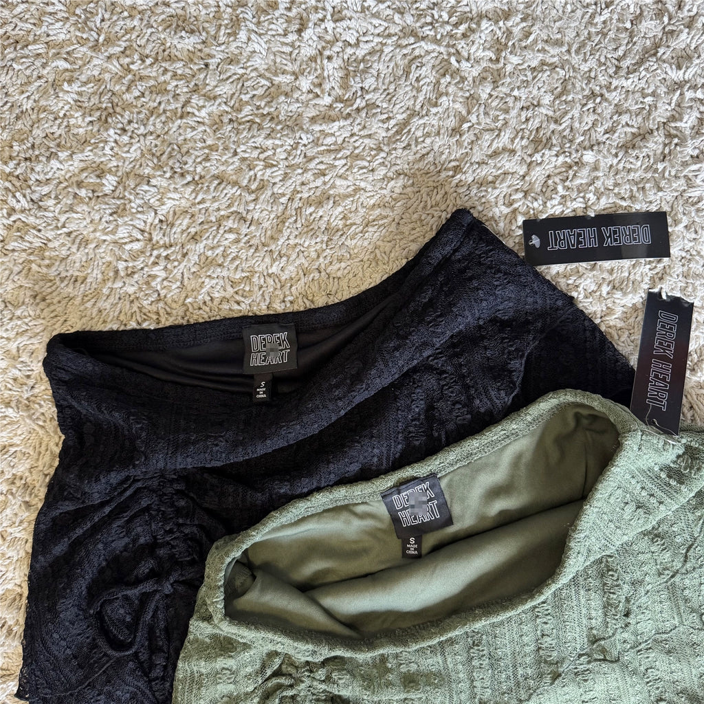 black lace-up mini cropped skirt