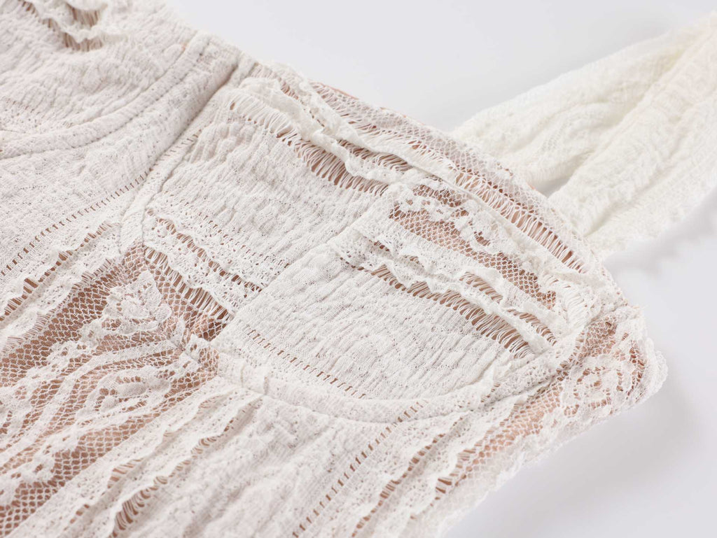 Spaghetti strap lace off-shoulder maxi dress