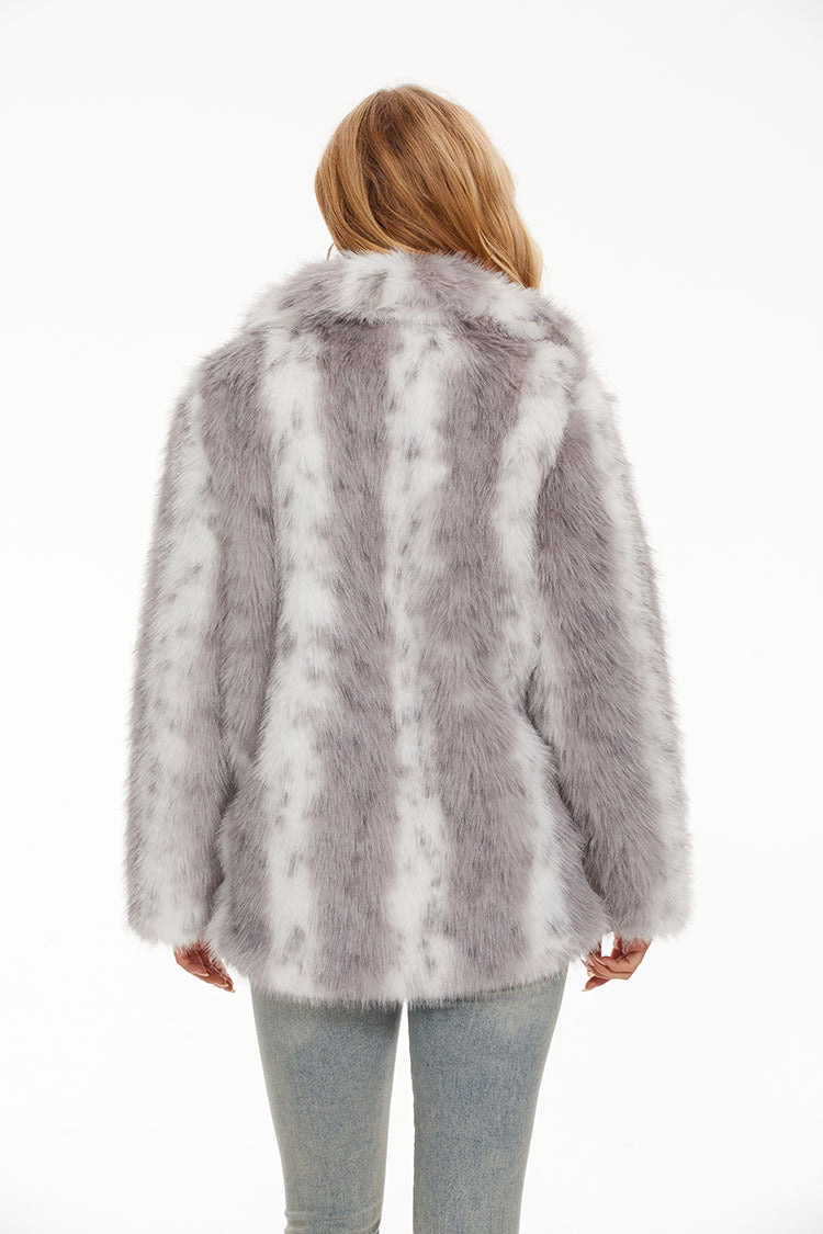 Imitation Leopard Print Fur Women's Coat