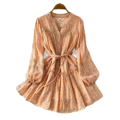Summer rhinestone embroidered round neck midi dress
