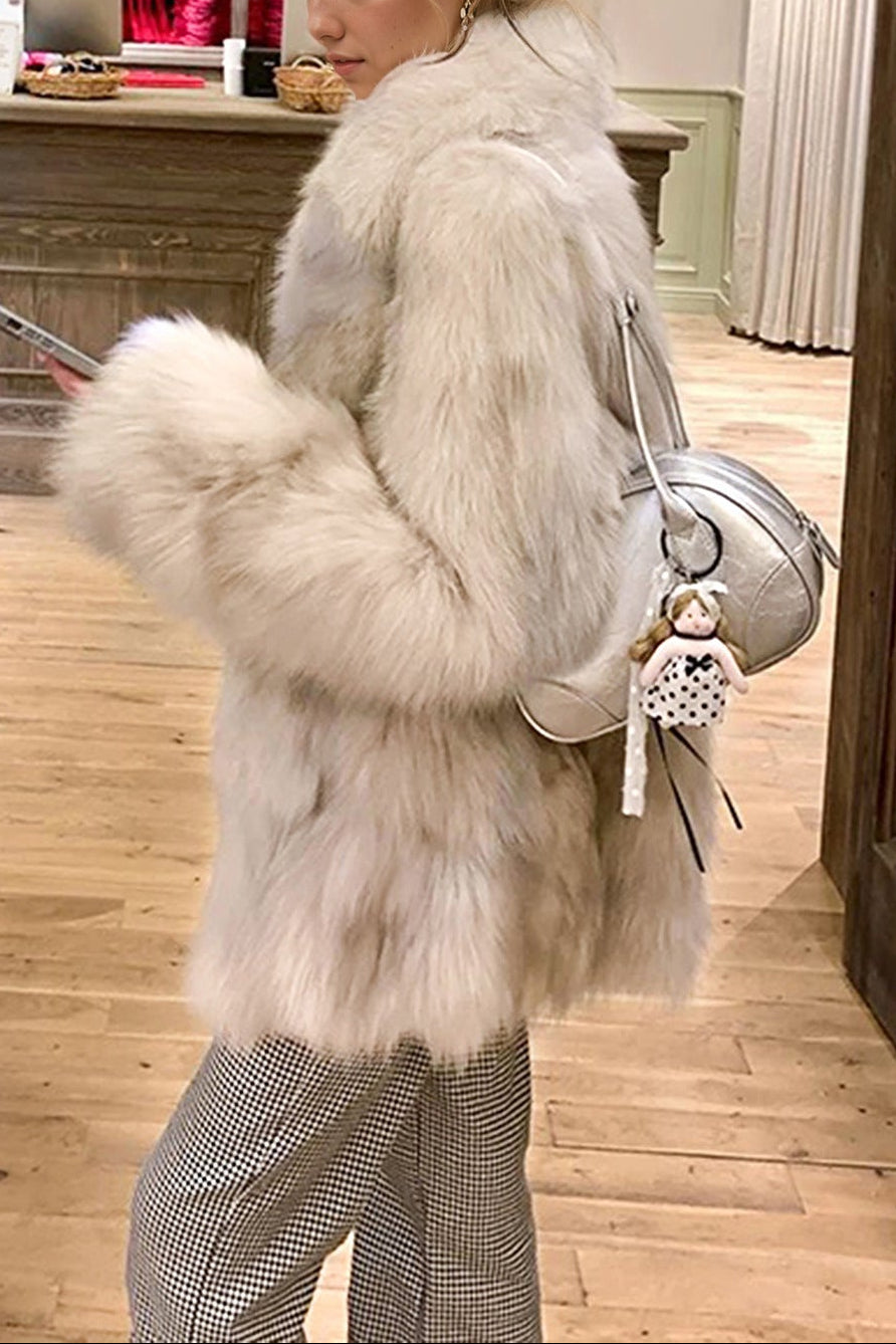 imitation fox fur thickened jacket