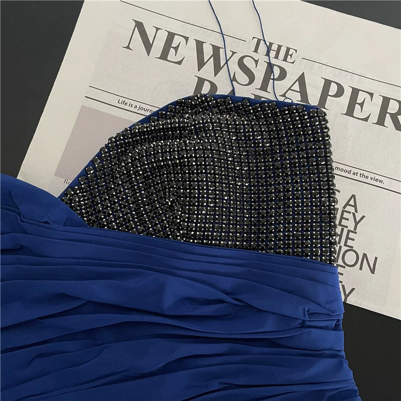 strapless Layer pinched pleated bandeau diamond ruffle slim mini dress