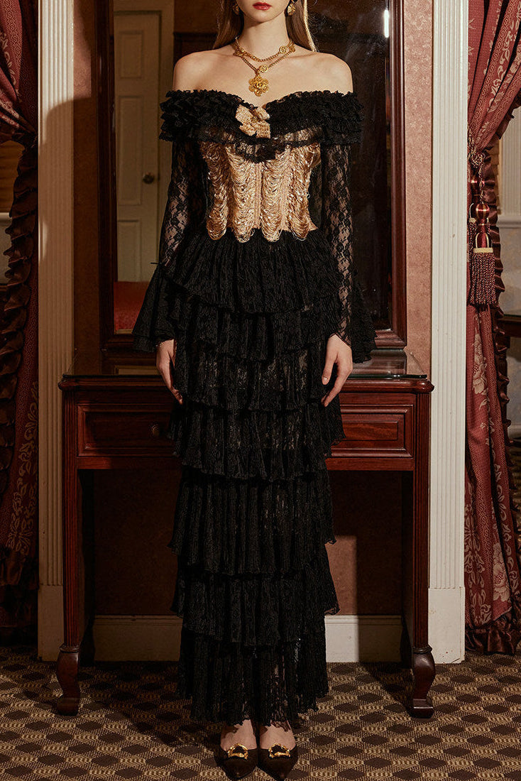 Vintage Court Fishbone Gown Corset Skirt Annual Meeting Gown