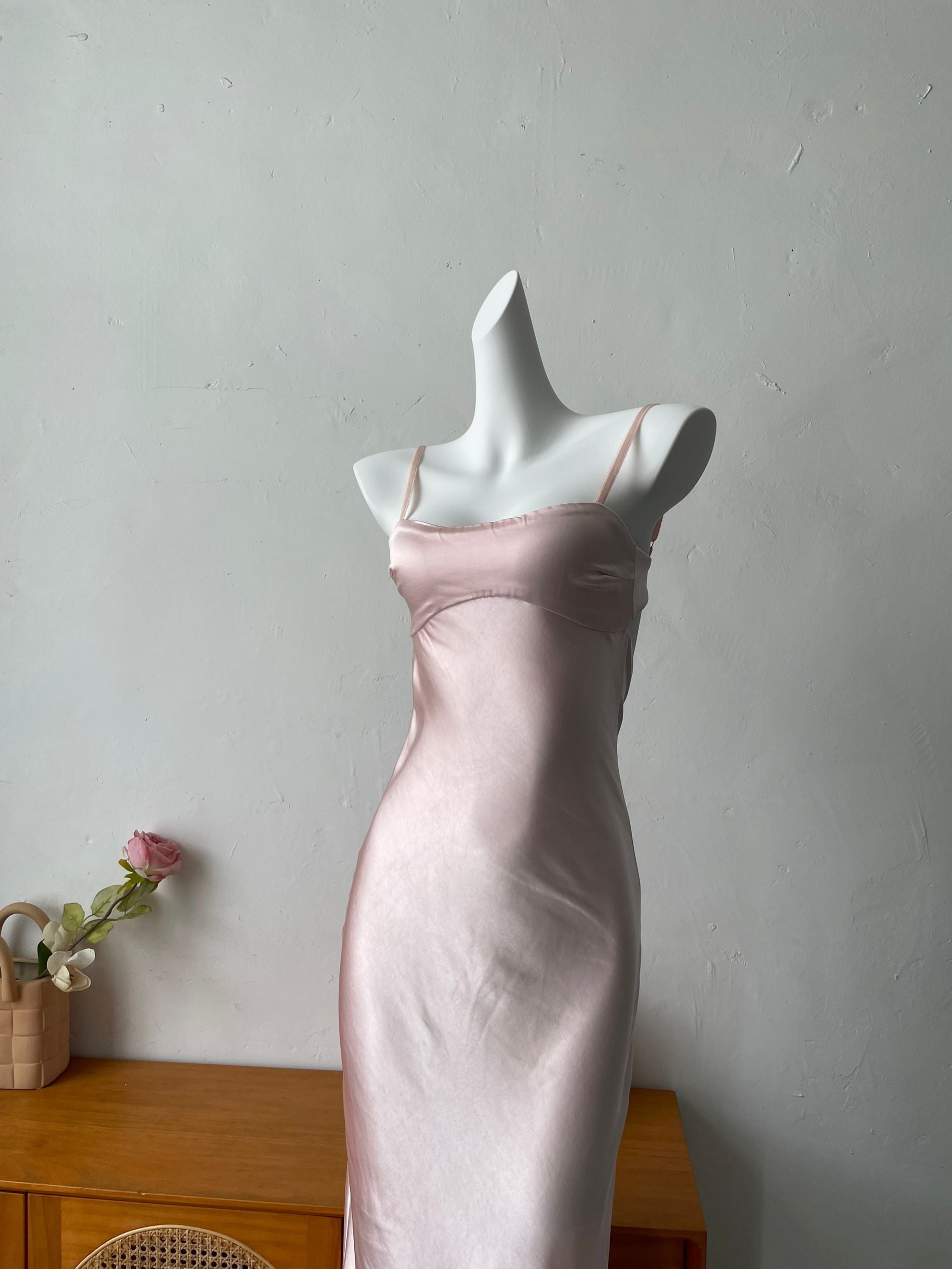 pink backless maxi dress