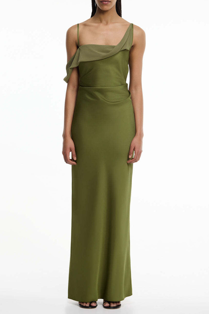 green Satin Fashion Sexy Slim Slip Dress