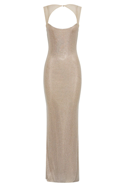 Hot Diamond Hip Skirt Open Back Dress