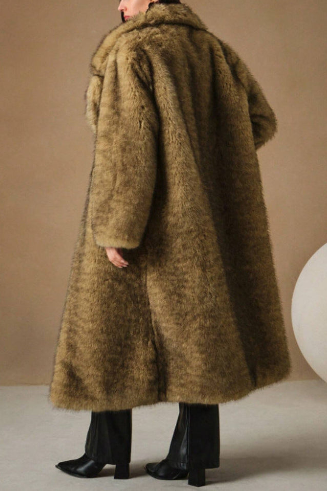 fluffy long coat imitation fox fur parka jacket