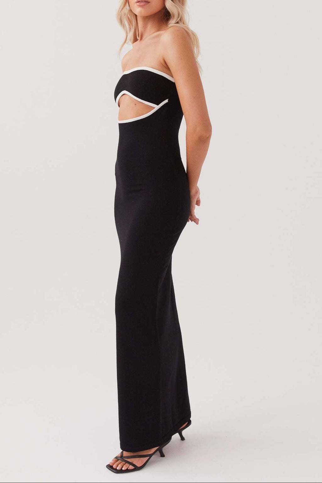 arabela black Strapless knitted maxi dress