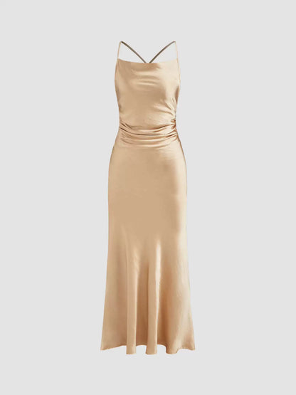 drape strap open back maxi dress