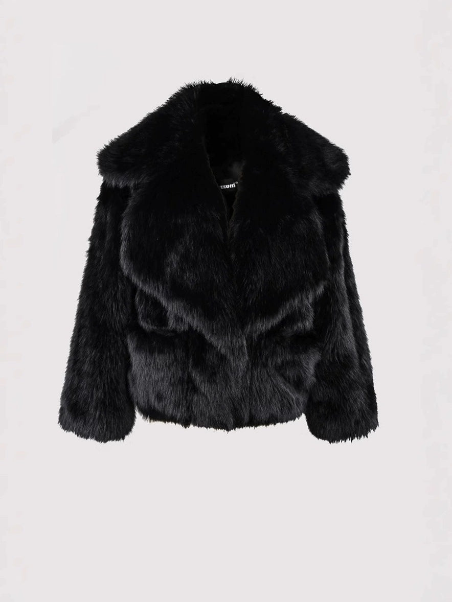 imitation fox fur short fur coat