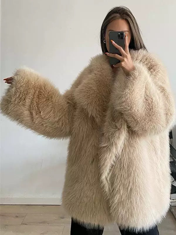Mid-length fur imitation coat