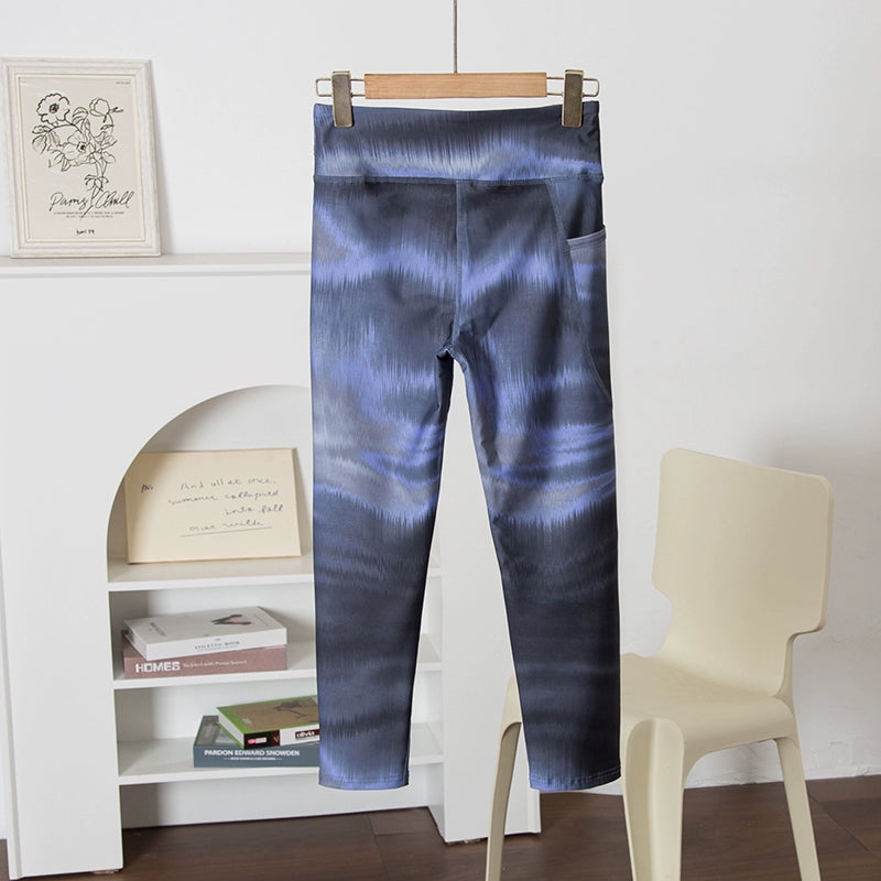 high-waisted elastic dyeing yoga pants