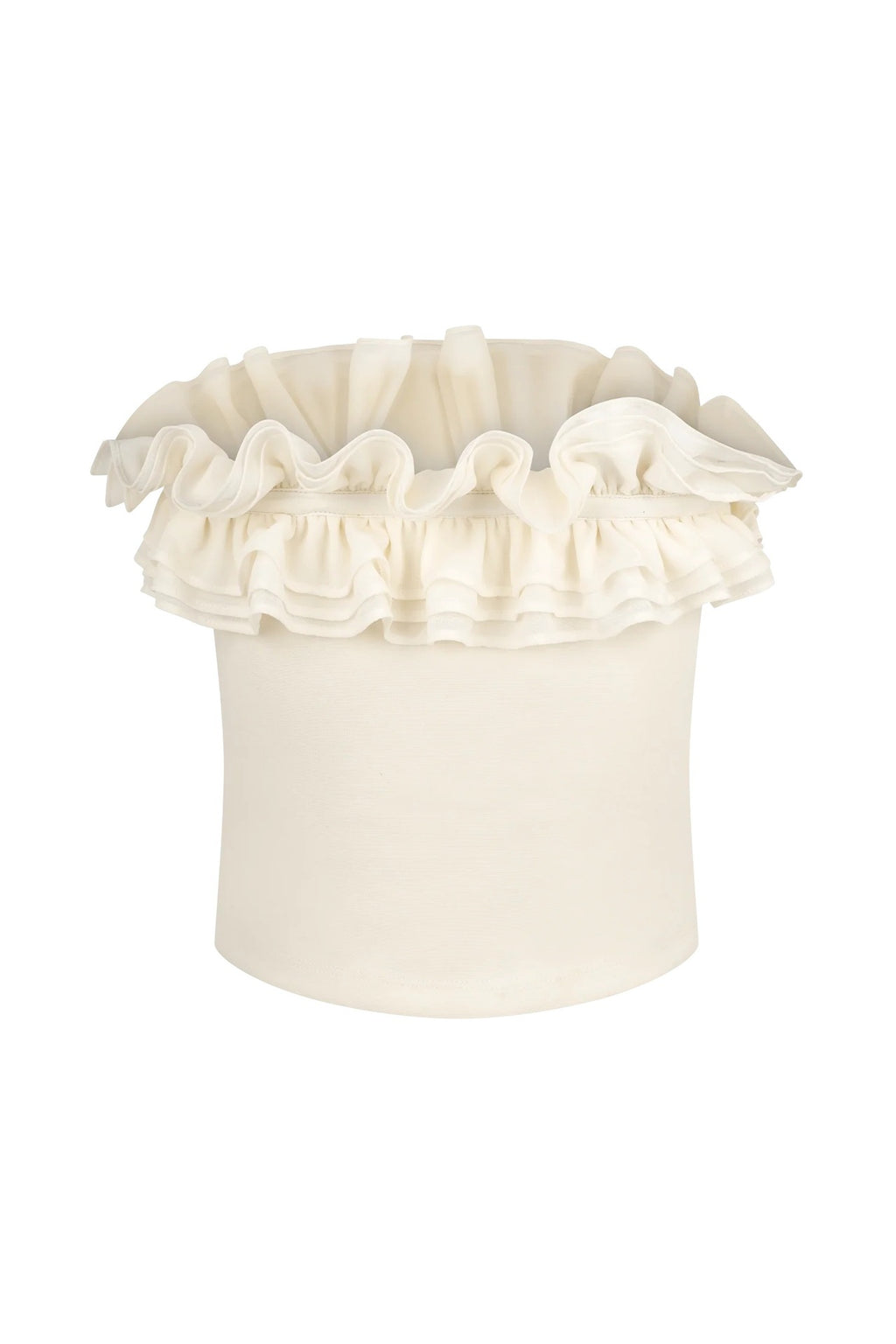 Ruffled strapless knit mini skirt