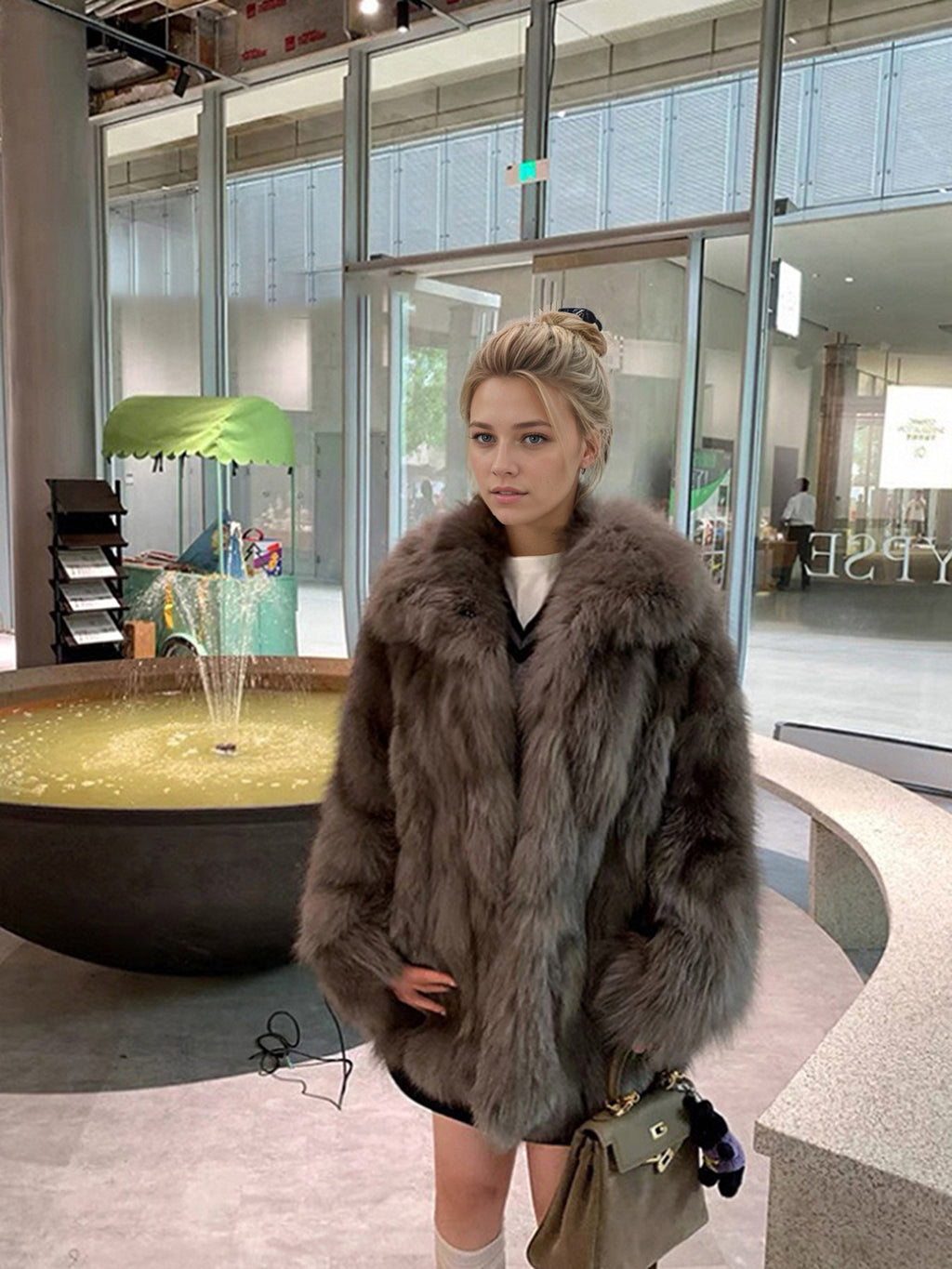 imitation fox fur thickened jacket