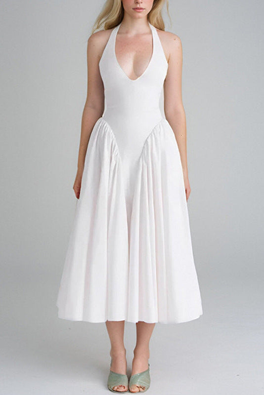 White V-neck spaghetti strap dress