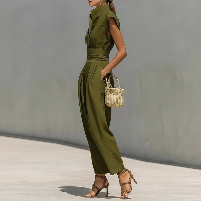 green sleeveless waist maxi dress