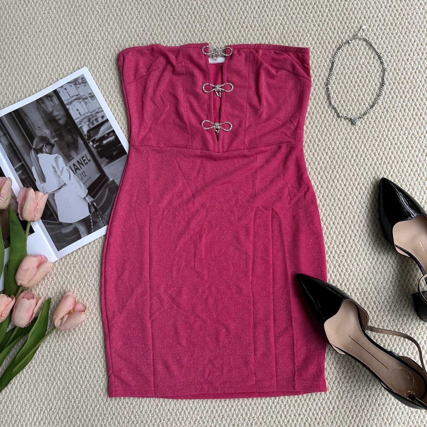 Bright Silk Baneau mini Dress