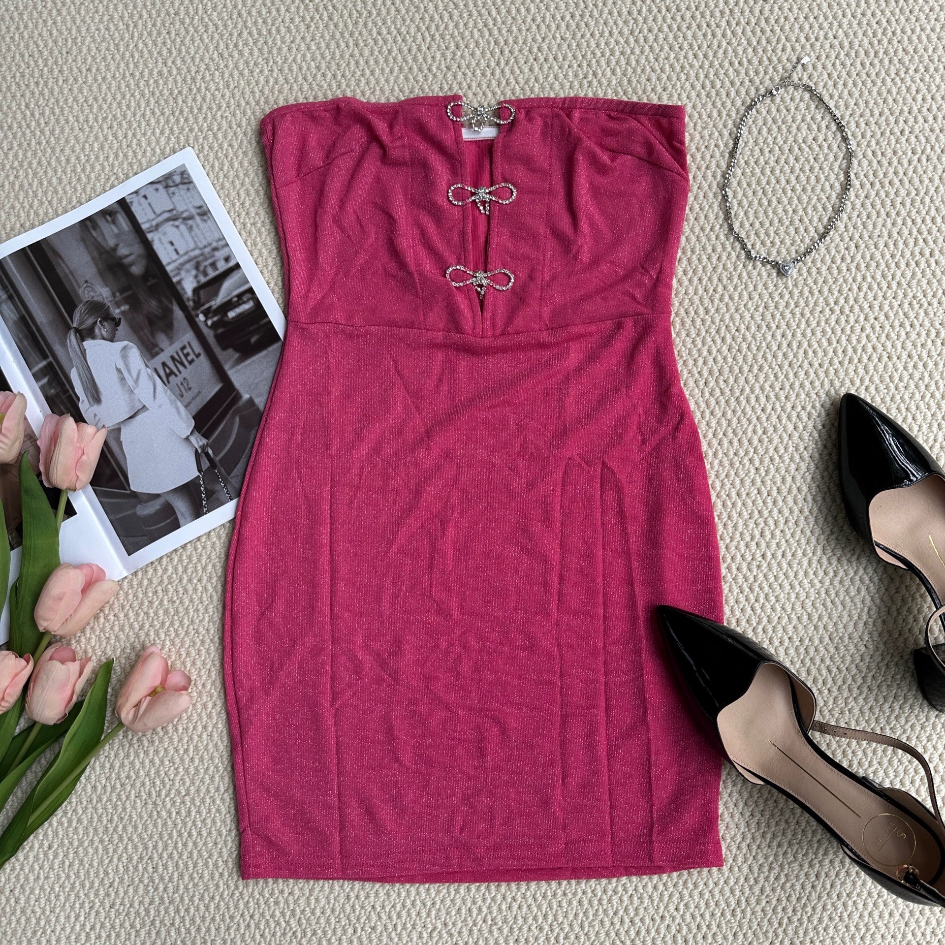 Bright Silk Baneau mini Dress