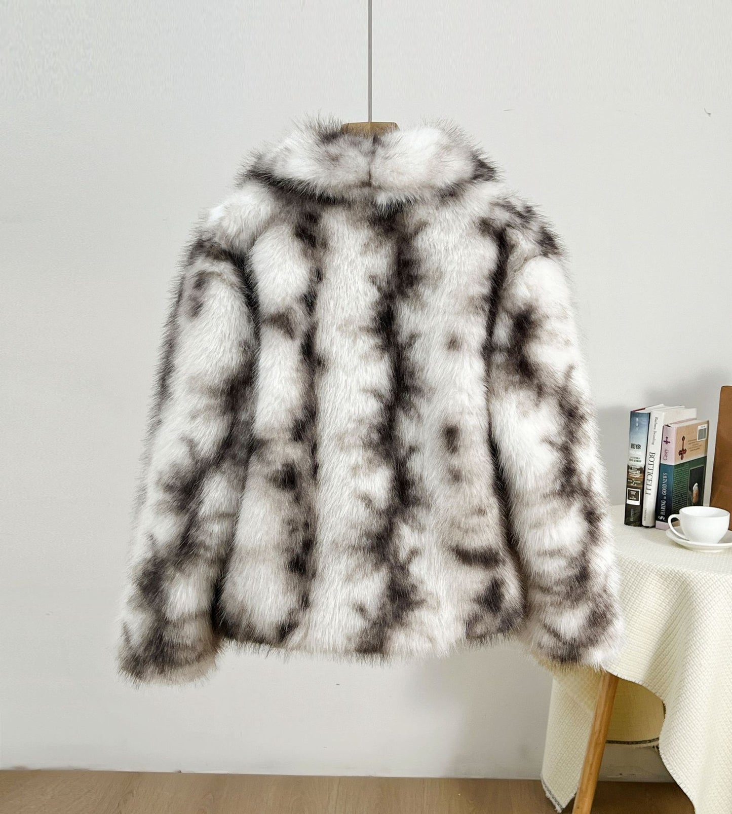 imitation fur large lapel tops wool loose