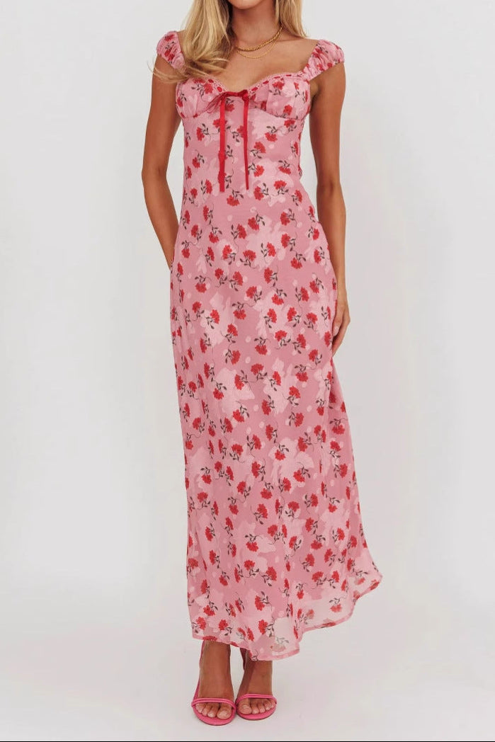 eudora Floral print maxi dress in pink