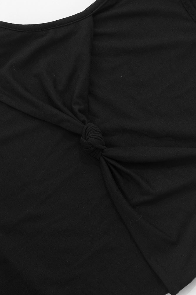 black Sleeveless with twisted draped ribbons mini dress