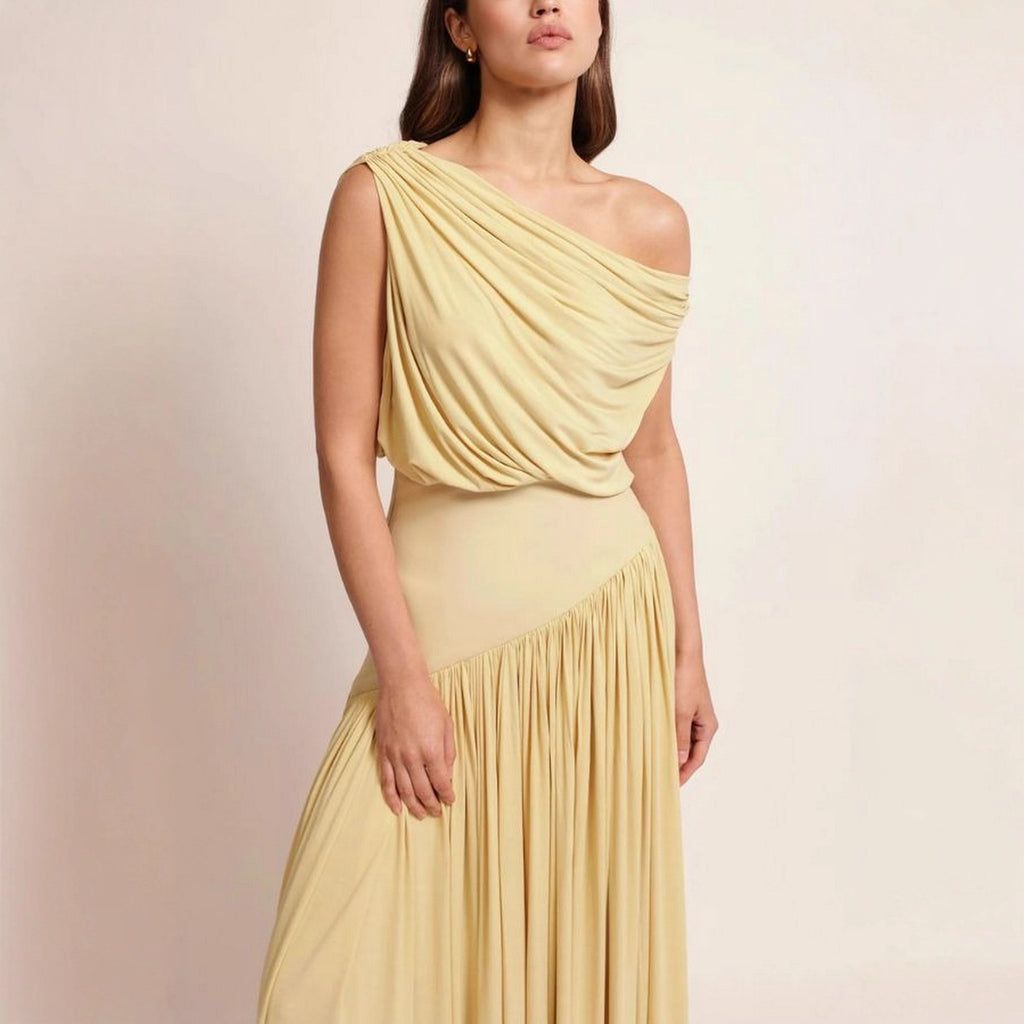 yellow Off-the-Shoulder maxi Dress