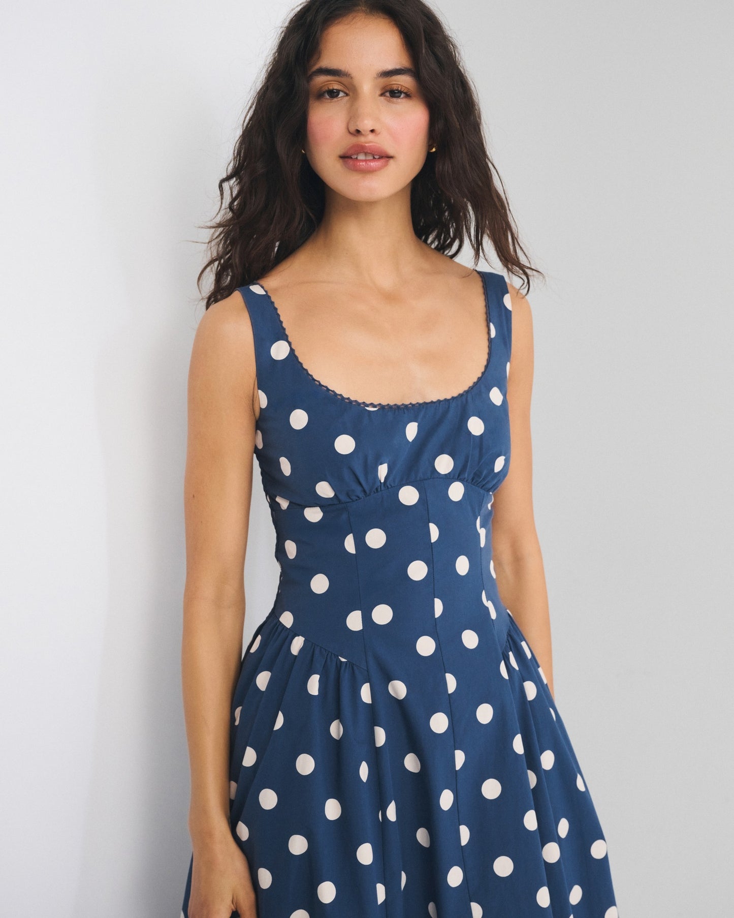 blue wave point slim large pendulum slip dress