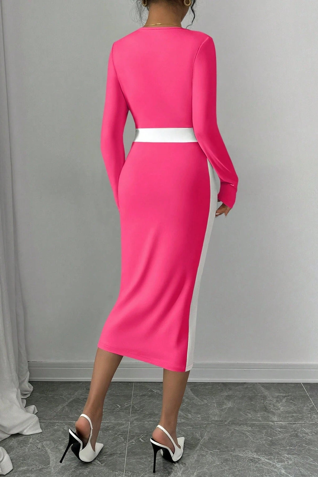 georgia pink long sleeve maxi dress