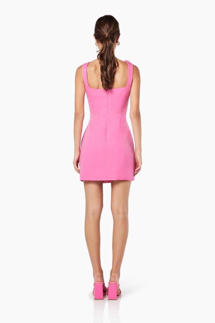 pink flower spaghetti strap sleeveless backless A-line dress