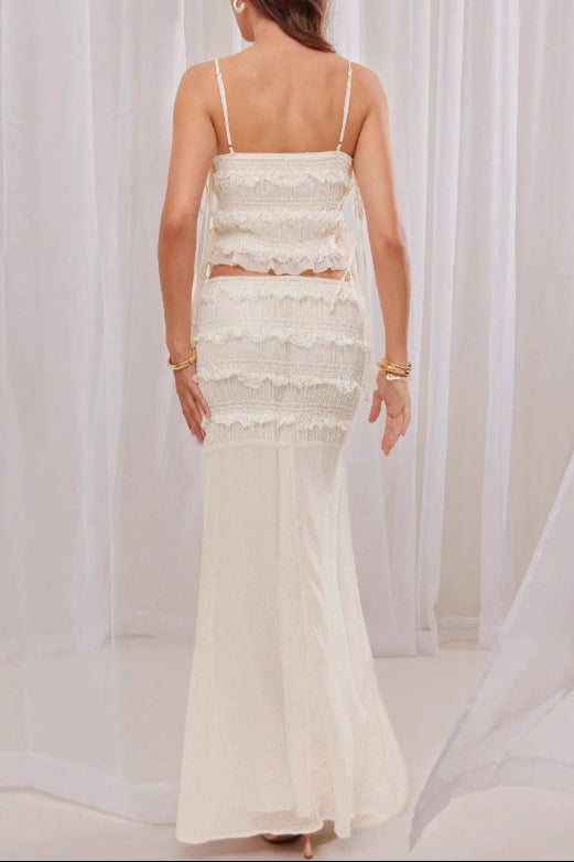 white lace two-piece set