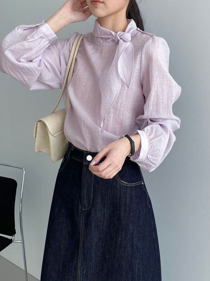 Textured ribbon pleated shirt