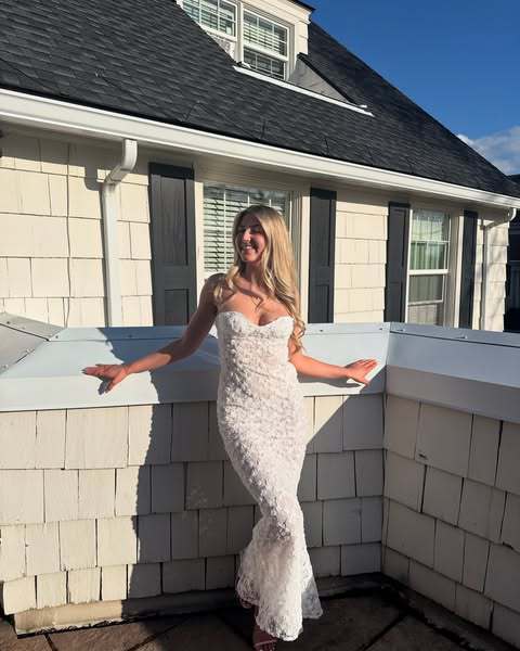 Strapless slip maxi dress with lace trim